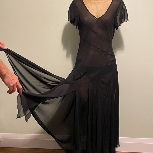 Dresses & Skirts - Women - maxi - black - SHEER - MESH dress -size 12 - NEW